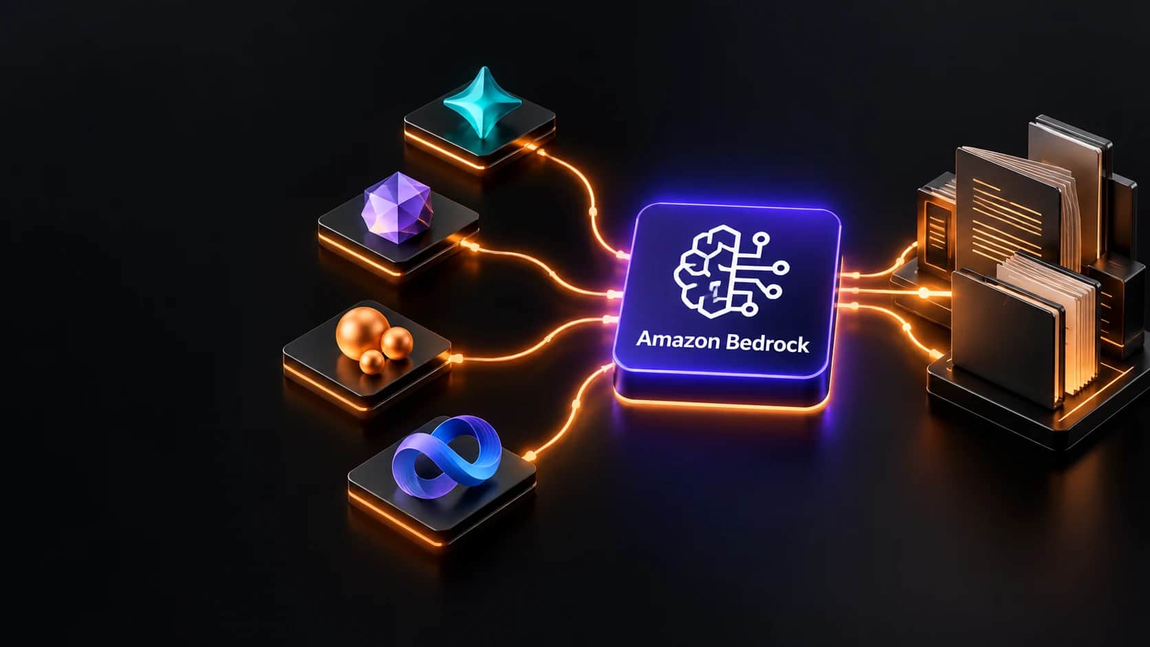 Amazon Bedrock conectado a diferentes modelos de IA e documentos empresariais